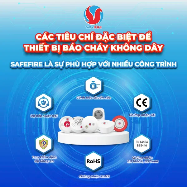 các tiêu chí đặc biệt để thiết bị báo cháy không dây safefire là sự phù hợp với nhiều công trình