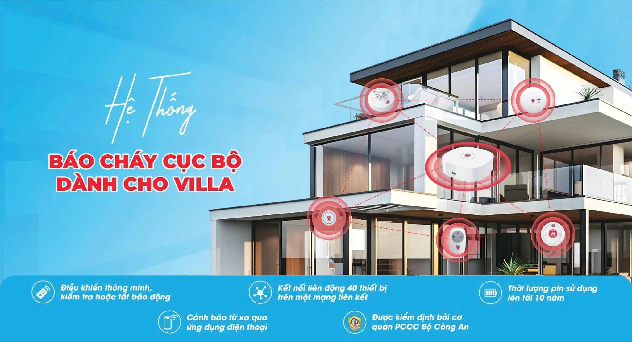 mô phỏng hệ thống báo cháy cho villa