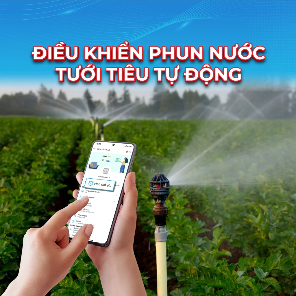 thiết bị nhà thông minh điều khiển phun nước tưới tiêu tự động